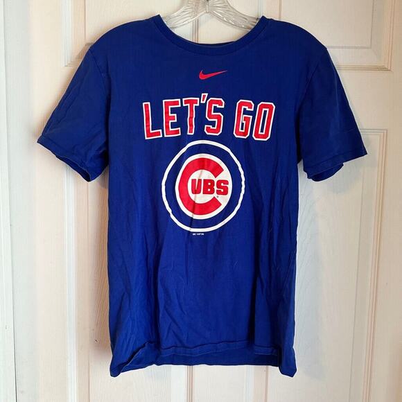 Nike Chicago Cubs shirt Jersey Let's Go Cubs TShirt Mens Sz S MLB Baseball - Picture 1 of 4